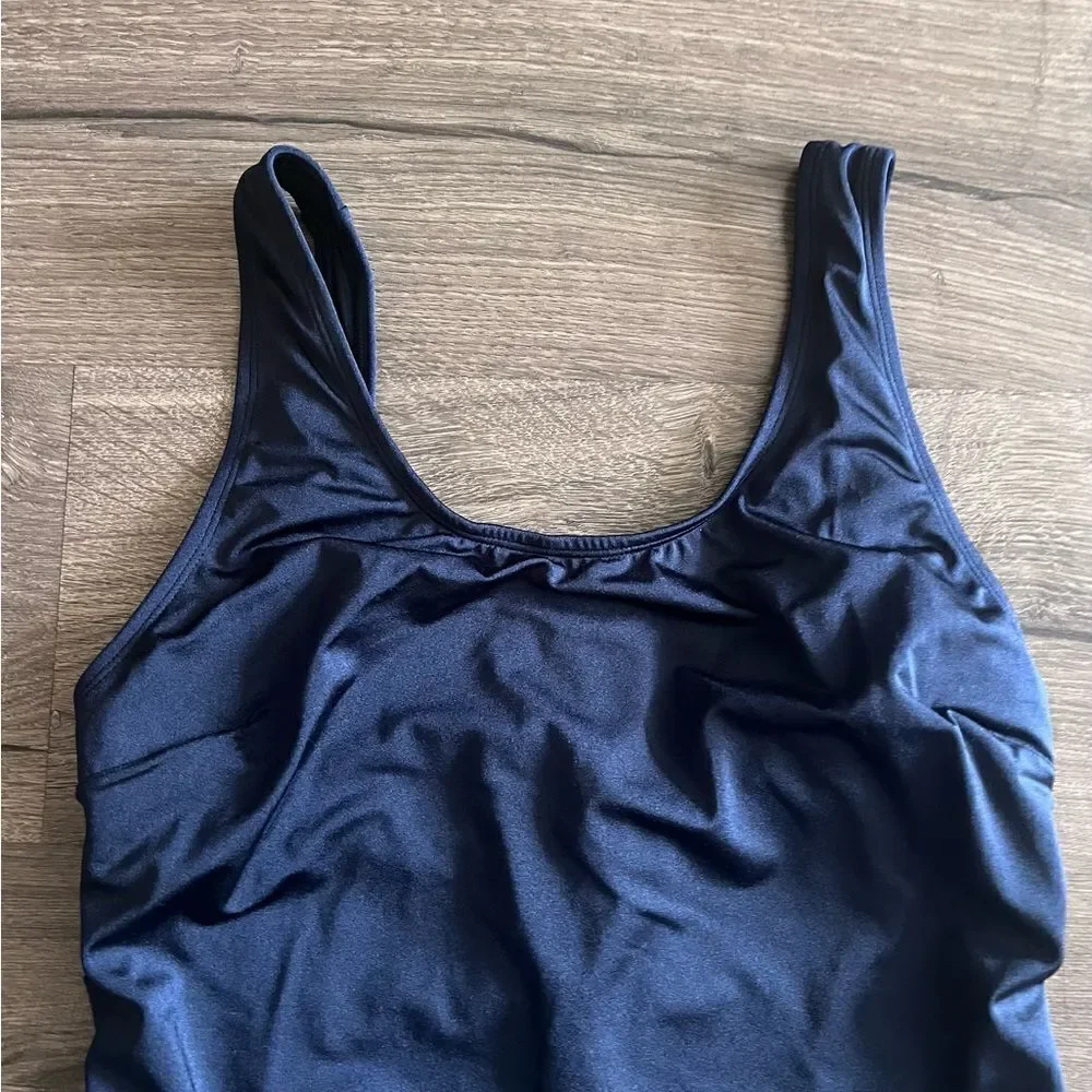Wolf & Whistle Navy Belted Plunge Swimsuit Curve size 14